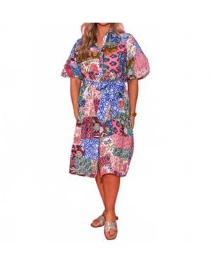 Ivy Jane Patchwork Shirt Dress - Red