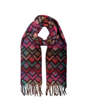 V. Fraas Peacock Feathers Cashmink Scarf - Red