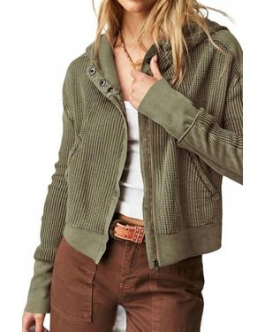 Lily Clothing Waffle Zip Up Hoodie - Brown