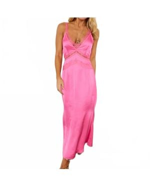 Never Fully Dressed Gianna Satin Midi Slip Dress - Pink