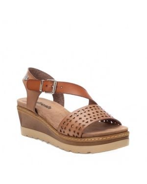 Xti Crossed Strap Wedge Sandals - Brown