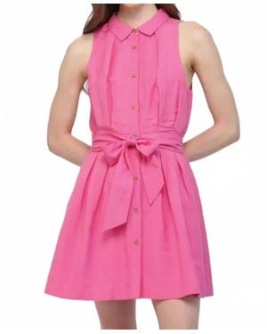 Fate Sleeveless Button Down Dress - Pink