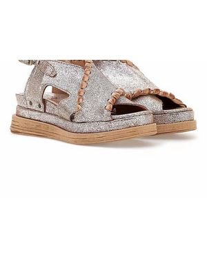 A.s.98 Lumi Metallic Leather Platform Sandal - Gray