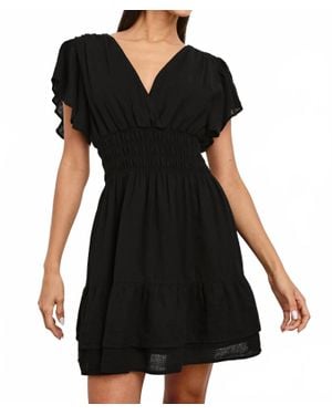 Rails Kimora Smocked Waist Linen Blend Mini Dress - Black