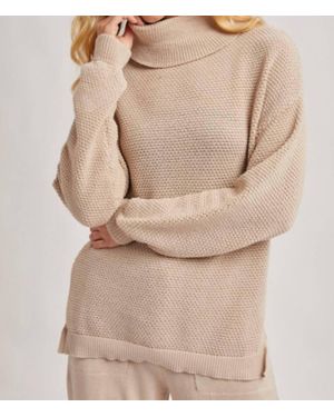 Bluivy Long Sleeve Turtleneck Sweater Top - Natural