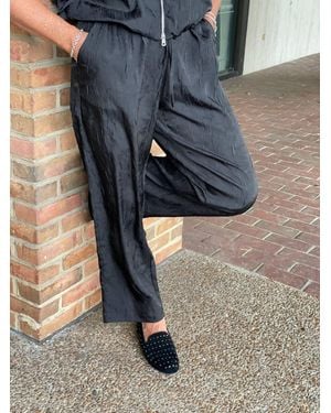 Elior Citrine Crinkle Flare Leg Pull On Pants - Blue
