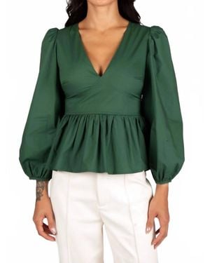 Sincerely Ours Grace Balloon Sleeves Top - Green