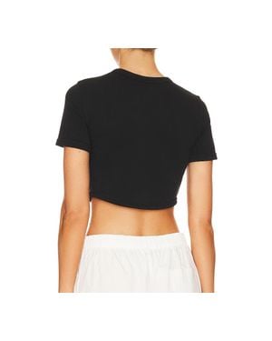 A.L.C. A. L.C. Wren Tee Short Sleeve Crew Neck Cotton Cropped Top - Black