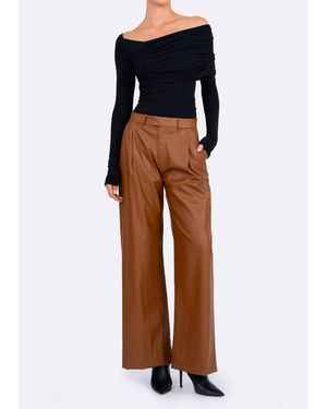 NonChalant Label Salome Pleated Wide Leg Pant - Brown