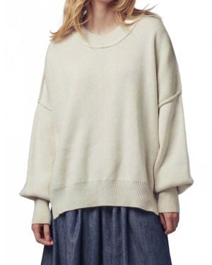 Vine & Love Oversized Cotton Blend Knit Sweater - Natural
