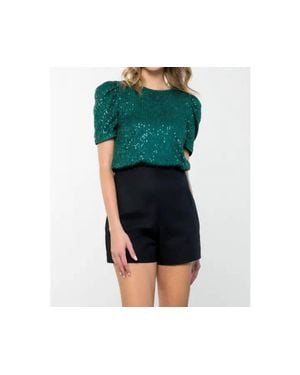 Thml Sequin Short Sleeve Blouse - Black