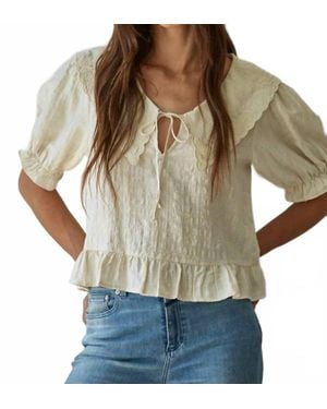 By Together Sweetheart Eyelet Collar Blouse - Gray