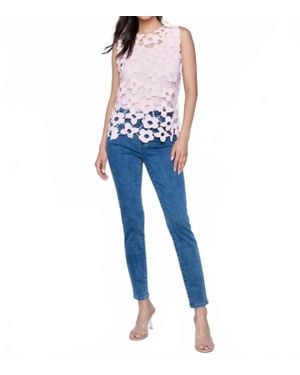 Charlie b Floral Crochet Sleeveless Top - Blue