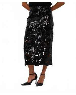 EsQualo Sunisa Sequin Midi Skirt - Black