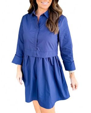 2.7 August Apparel Shirt Dress - Blue