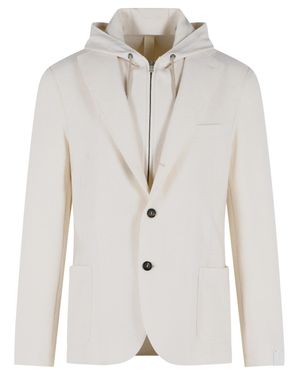 Eleventy Wool Hooded Blazer - White