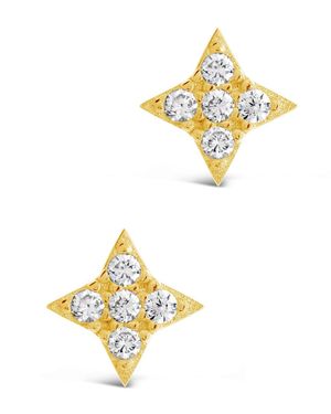 Sterling Forever Sterling Four Pointed Cz Star Stud Earrings - Metallic