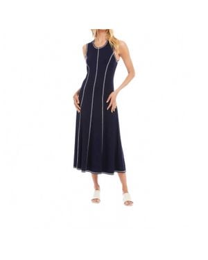 Karen Kane Sleeveless Stitch Detail Midi Dress - Blue