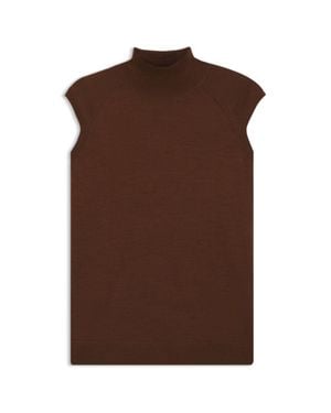 BOSS Sleeveless Mock-Neck Sweater - Brown