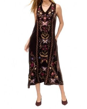 Johnny Was Carmina Velvet V‑Neck Tank Dress - Brown