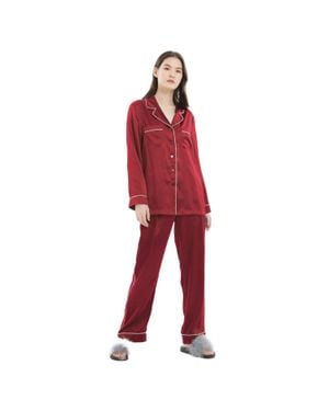 LILYSILK 22Mm Piping Silk Pajamas Set - Red