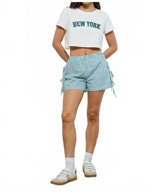 Pretty Garbage New York Varsity Letters Crop Tee - Blue