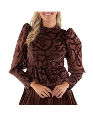 Emily Mccarthy Velvet Burnout Top - Brown