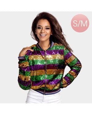TRUEDAMES Mardi Gras Sequin Zipper Jacket - Multicolor