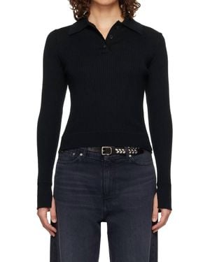 mfpen Rib Partial Placket Polo - Black