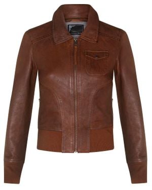 Infinity Leather Ma-1 Varsity Bomber Jacket-Modbury - Brown