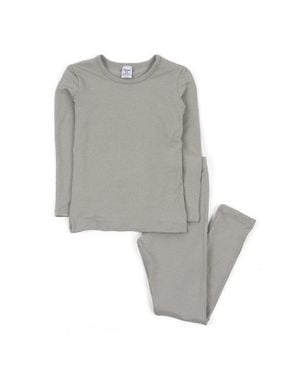 Leveret Kids Two Piece Thermal Pajamas Neutral Solid Color - Gray
