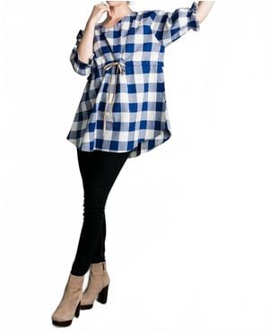 Thml Checkered Past Tunic Top - Blue