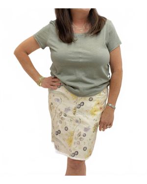 Charlie b Floral Print Denim Skirt - Metallic