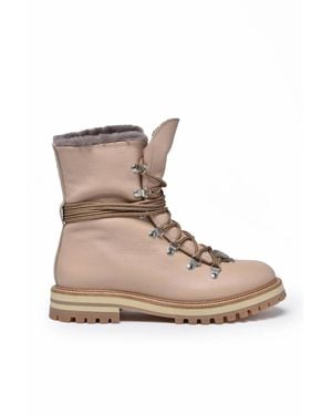 Eleventy Fur Lining Rubber Sole Leather Boots - Natural