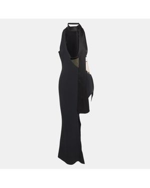 David Koma Crepe Cut-Out Long Dress - Black