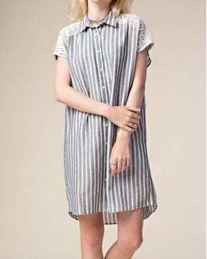 Kori Embellished Boyfriend Shirt Mini Dress - Gray