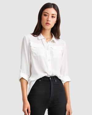 Belle & Bloom Eclipse Rolled Sleeve Blouse - White