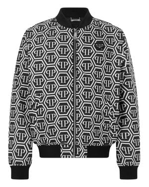 Philipp Plein Nylon Bomber Monogram - Black