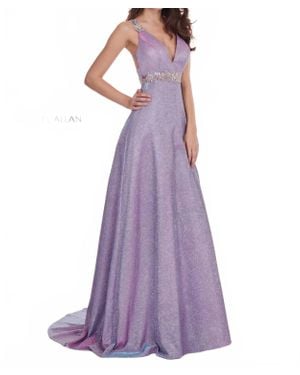 Rachel Allan V-Neck Sleeveless Gown - Purple