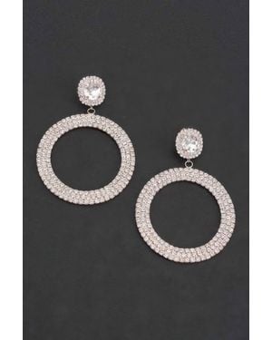Fashnzfab Luxury Rhinestone Circular Earrings - Gray
