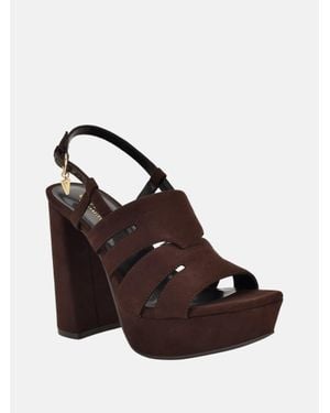 Guess Queta Faux-Suede Platform Heels - Brown