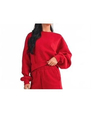 Kimberly C Erin Cozy Fleece Crewneck Sweatshirt - Red