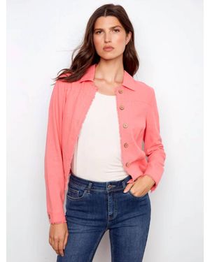 Charlie b Frayed Hem Linen Jacket - Red