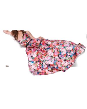 Tarik Ediz Strapless Floral Ballgown - Black