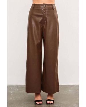 Mustard Seed Paula High Waisted Leather Pants - Brown