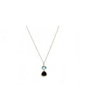 Avenue Chic Two Drop Oval Orchid Necklace - Black