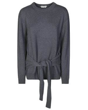 JW Anderson Textured Waist-Tie Knit Sweater - Gray