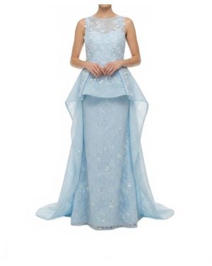 Saiid Kobeisy Sleeveless Sheath Evening Maxi Dress - Blue
