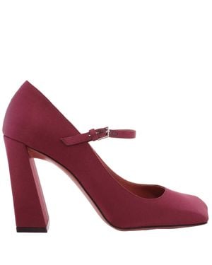 AMINA MUADDI Charlotte Satin Mary Jane Pumps - Red