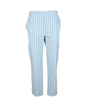 Violanti Light Cropped Pants With Classic Striped Pattern - Blue